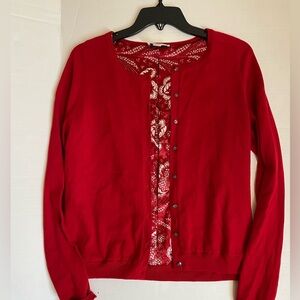 Talbots Red Button-Front Cardigan – Size Medium